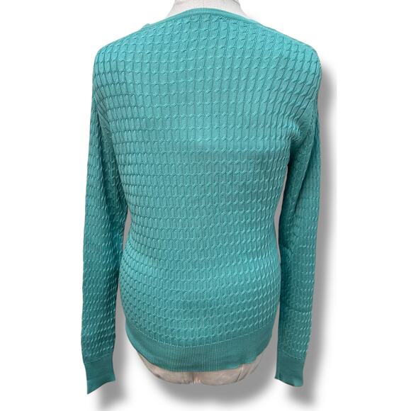 Evelyn & Arthur Women’s V Neck, Button Down Silk Sweater Cardigan, Green, size L - Picture 6 of 10